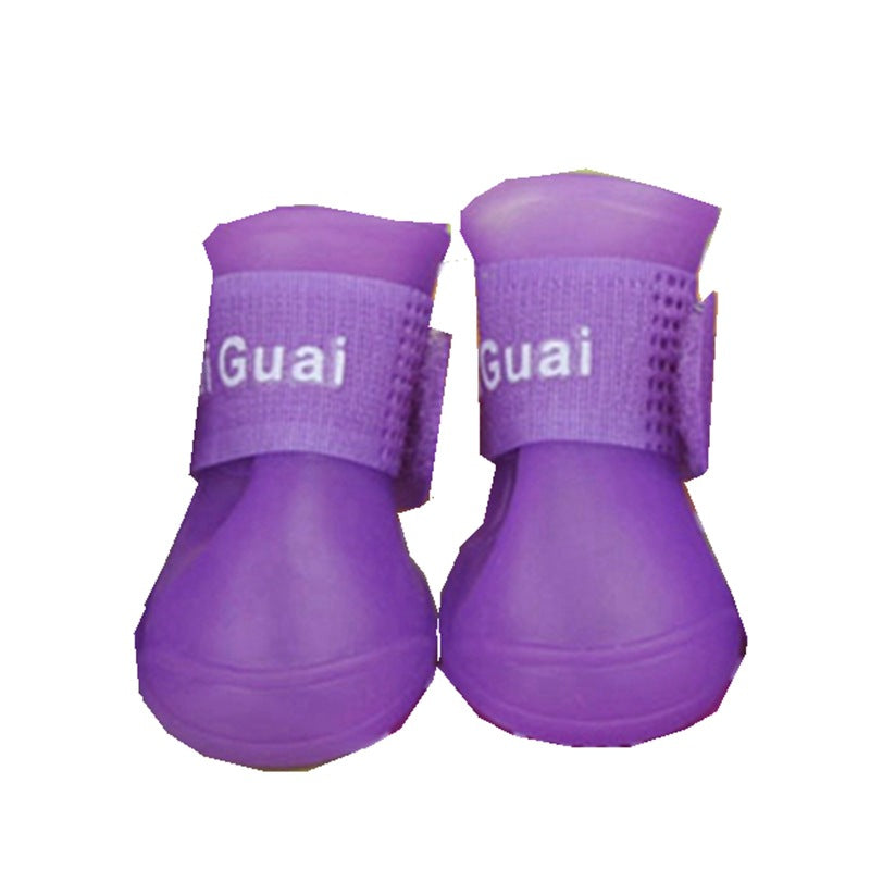 KFX-1181501 Waterproof Rubber Dog Rain Shoes - Available in Black, Rose, Purple, Yellow, Royal Blue - Sizes S, M, L