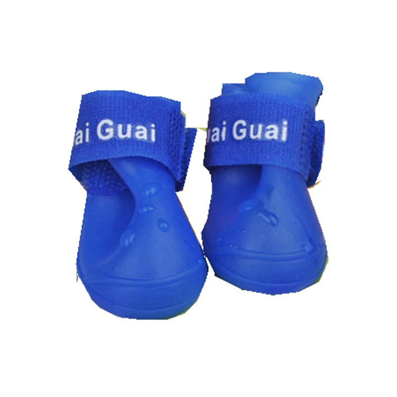 KFX-1181501 Waterproof Rubber Dog Rain Shoes - Available in Black, Rose, Purple, Yellow, Royal Blue - Sizes S, M, L