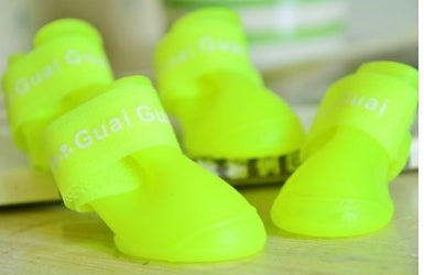 KFX-1181501 Waterproof Rubber Dog Rain Shoes - Available in Black, Rose, Purple, Yellow, Royal Blue - Sizes S, M, L