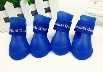 KFX-1181501 Waterproof Rubber Dog Rain Shoes - Available in Black, Rose, Purple, Yellow, Royal Blue - Sizes S, M, L