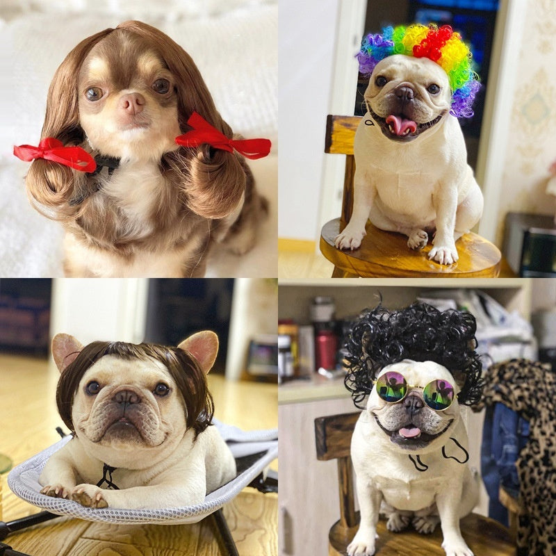 KFX-1186493 Pet Wig Sheath for Parties - Various Colors and Styles, Fits Head Circumference 30-60cm