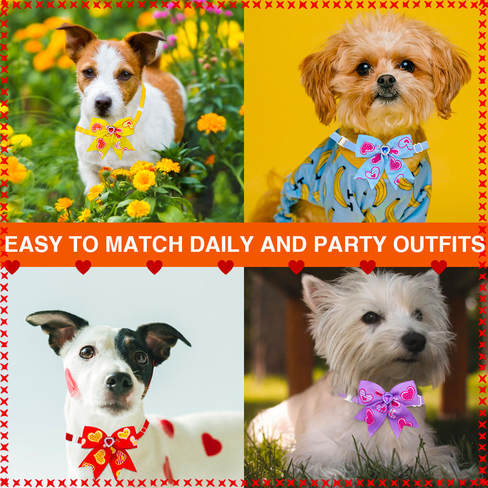 KFX-1219261 Candy Color Pet Bow Tie Accessory – Spring and Autumn Use, Various Patterns Available
