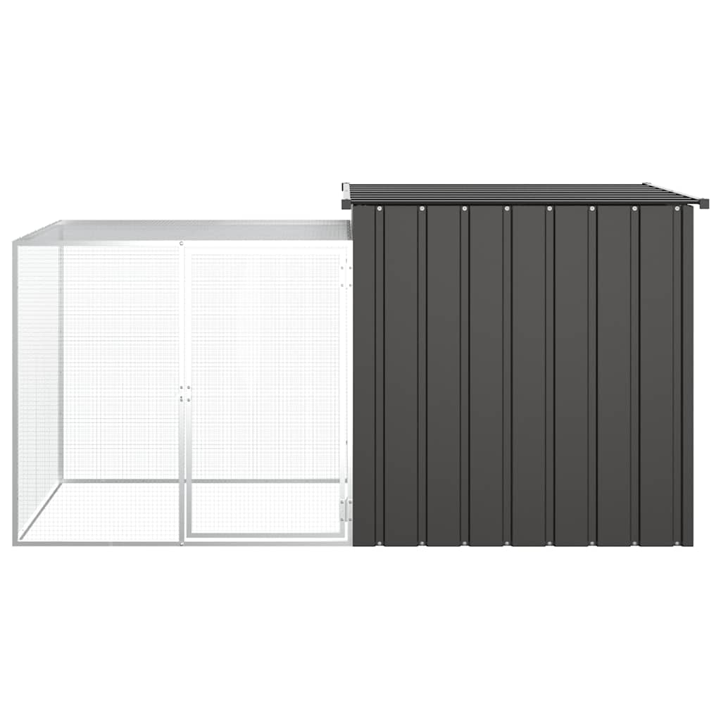 KFX-1236285 Galvanized Steel Chicken Coop - Anthracite 200x91x100 cm with Secure Gate and Easy Assembly