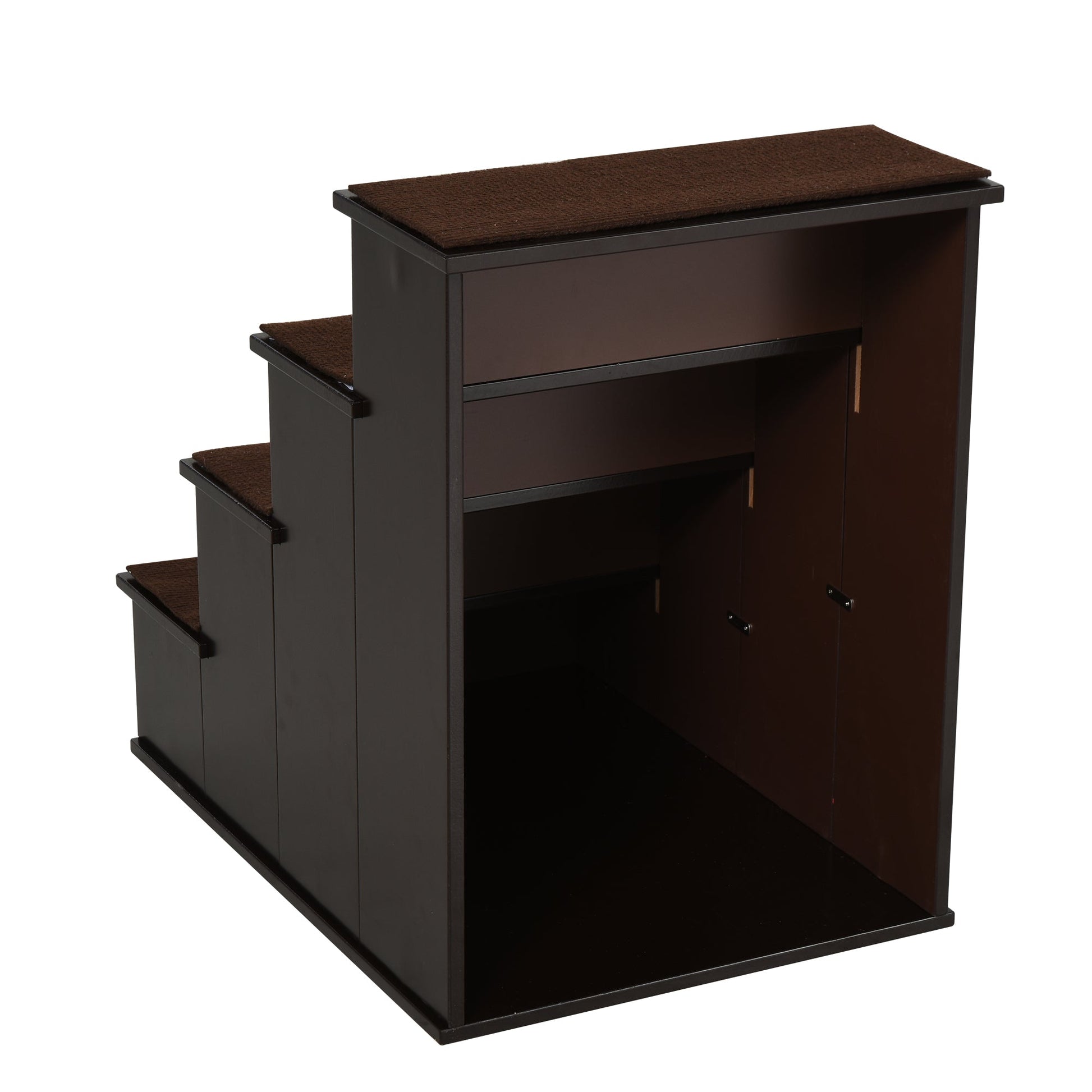 KFX-1245885 Cushioned Pet Stairs for Small Dogs and Cats Up to 22 lbs - Brown with Removable Cover