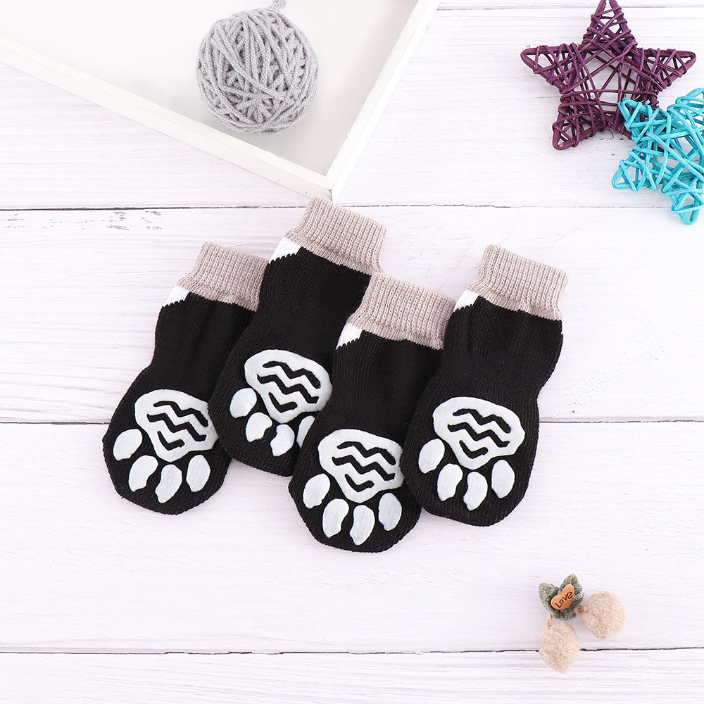 KFX-1247037 Breathable Cotton and Spandex Pet Indoor Socks with Anti-Slip and Scratch Protection