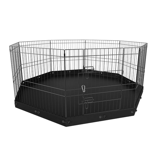 KFX-1269053 Foldable 8-Panel Metal Dog Playpen with Bottom Mat for Indoor and Outdoor Use, 24" High Pet Exercise Enclosure