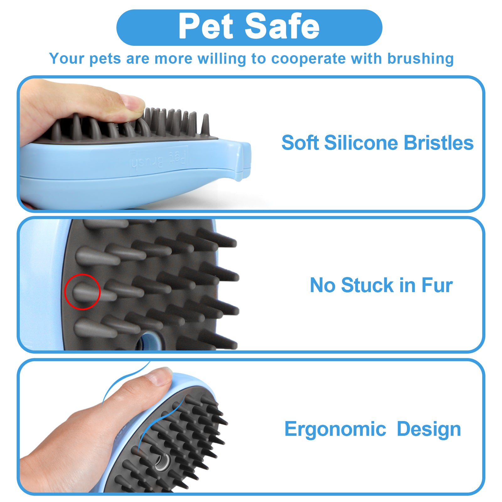 KFX-1284797 Cat Steam Brush for Shedding and Massage - Steamy Grooming Tool for Indoor Cats and Dogs