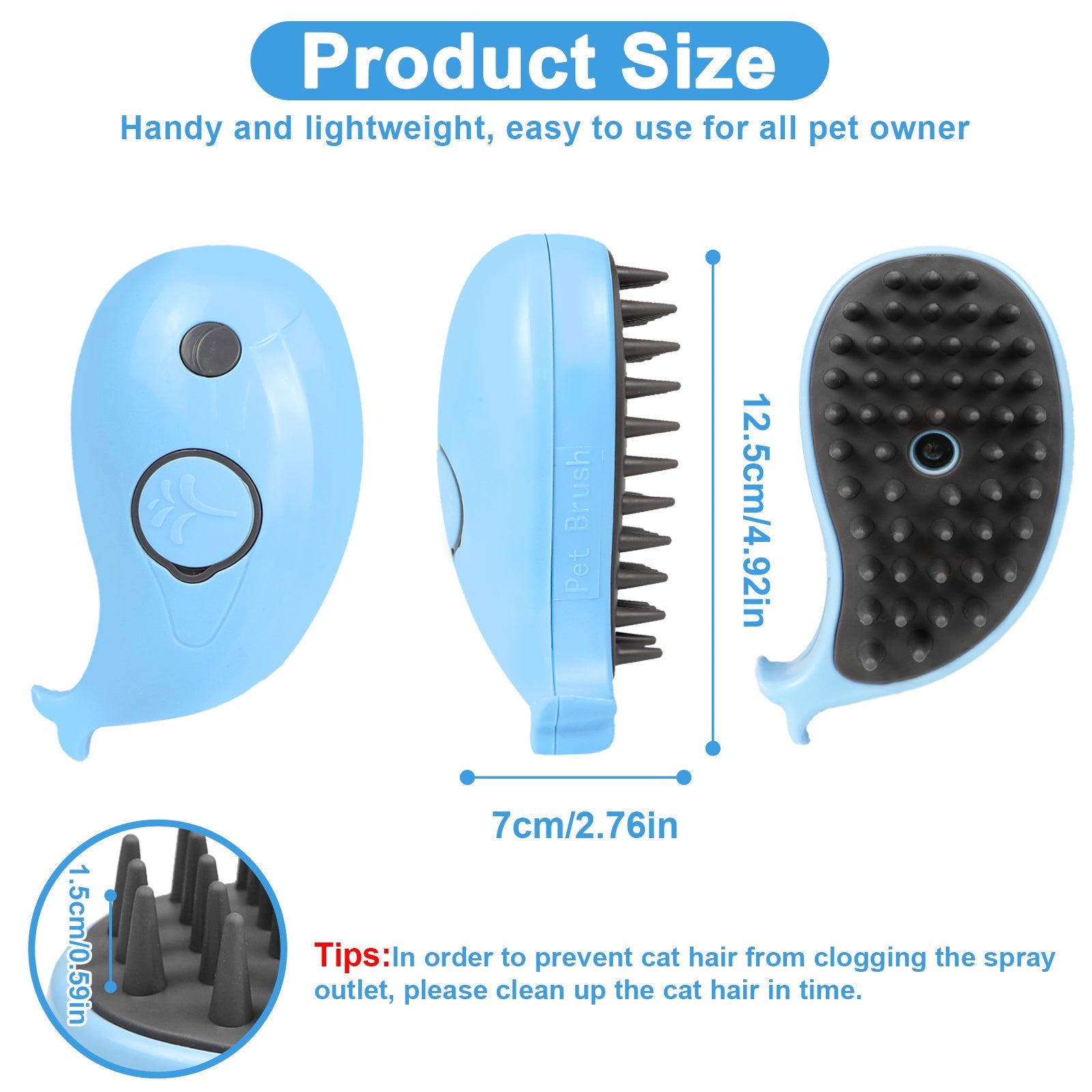 KFX-1284797 Cat Steam Brush for Shedding and Massage - Steamy Grooming Tool for Indoor Cats and Dogs