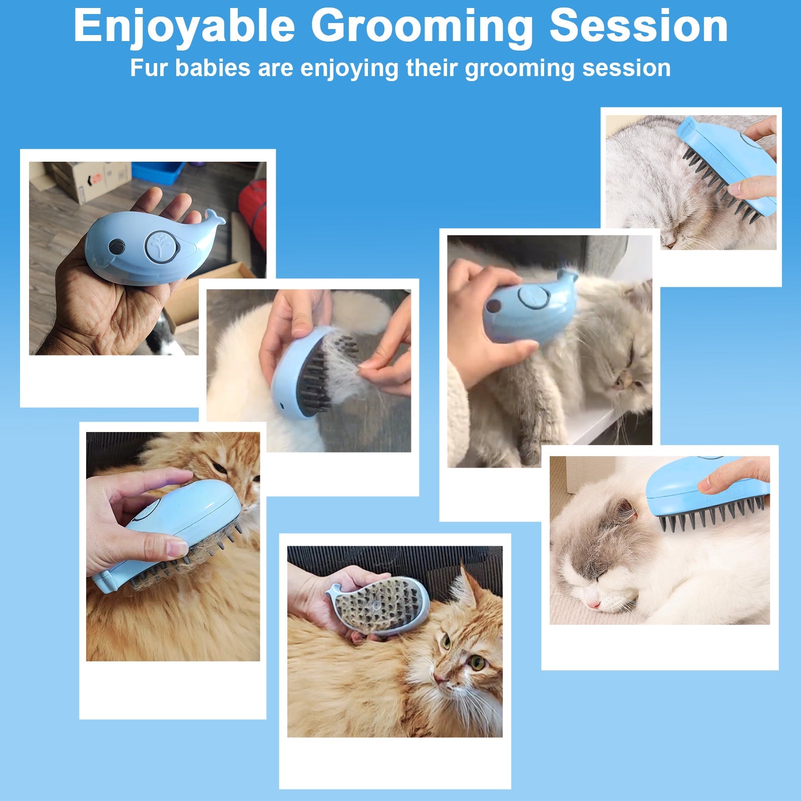 KFX-1284797 Cat Steam Brush for Shedding and Massage - Steamy Grooming Tool for Indoor Cats and Dogs
