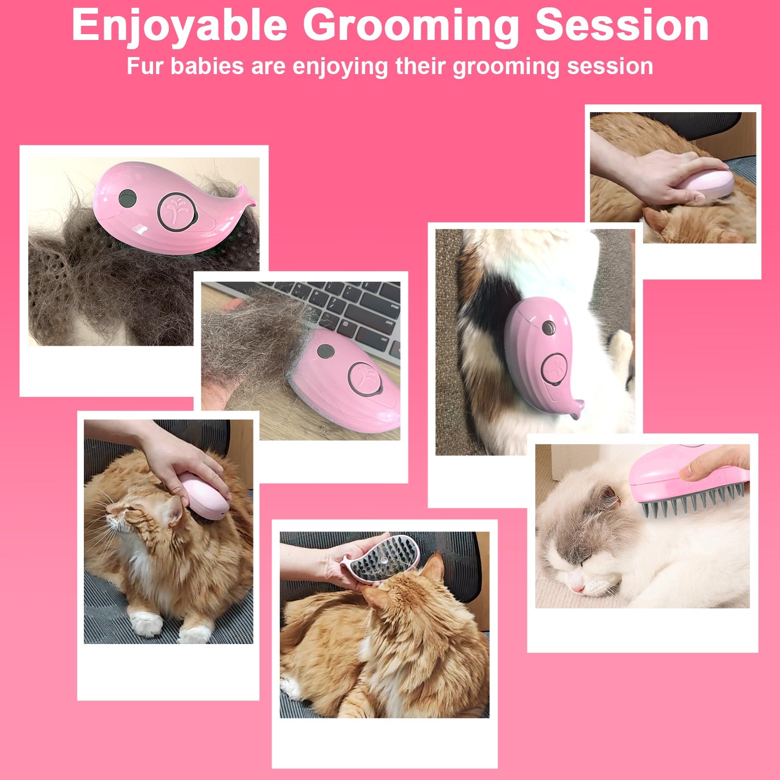 KFX-1284797 Cat Steam Brush for Shedding and Massage - Steamy Grooming Tool for Indoor Cats and Dogs