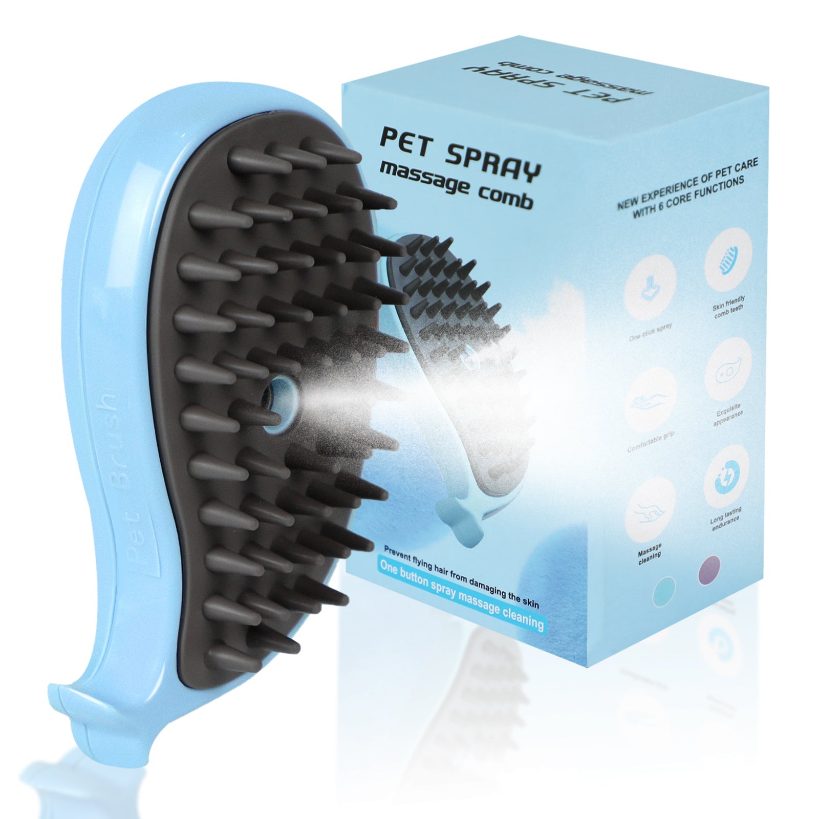 KFX-1284797 Cat Steam Brush for Shedding and Massage - Steamy Grooming Tool for Indoor Cats and Dogs