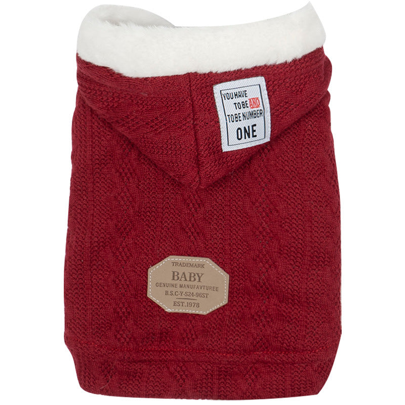 KFX-1385021 Warm Hooded Sweater for Pets in Plus Velvet and Classic Colors