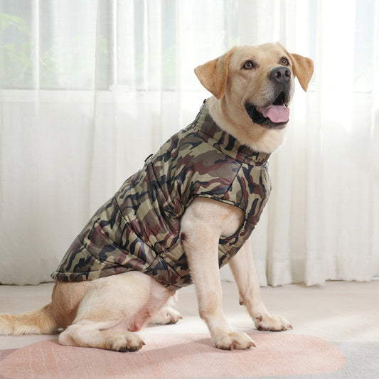 KFX-1397181 Winter Thickened Dog Camouflage Clothing in Black, Gray, Green, and Navy - Sizes 5XL, 6XL, 7XL