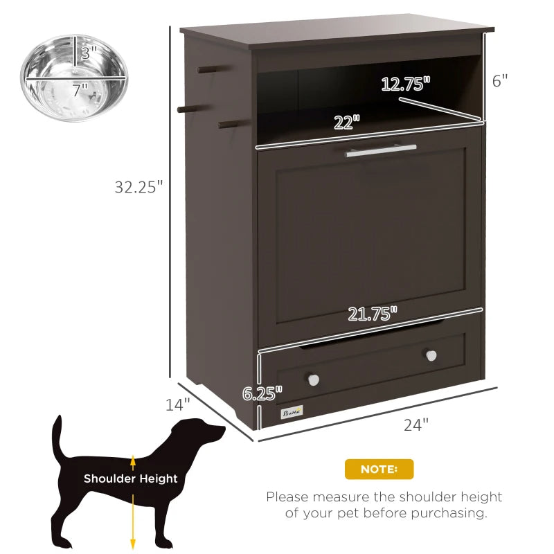 KFX-1409725 Gray Pet Feeder Station with Storage Cabinet and Dual Bowls, Ideal for Food and Water