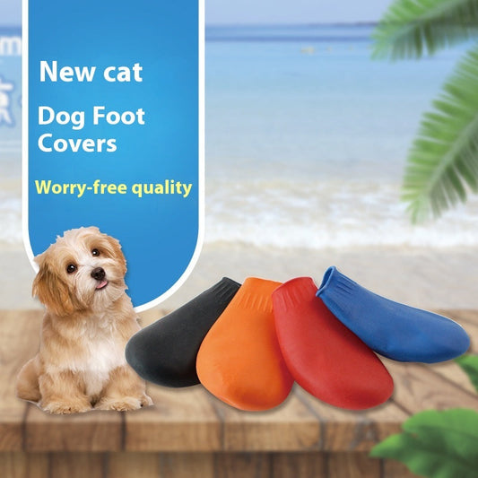 KFX-1476413 Waterproof Rubber Pet Boots with Non-Slip Straps - Available in Black, Red, Blue, Orange, Sizes S, M, L