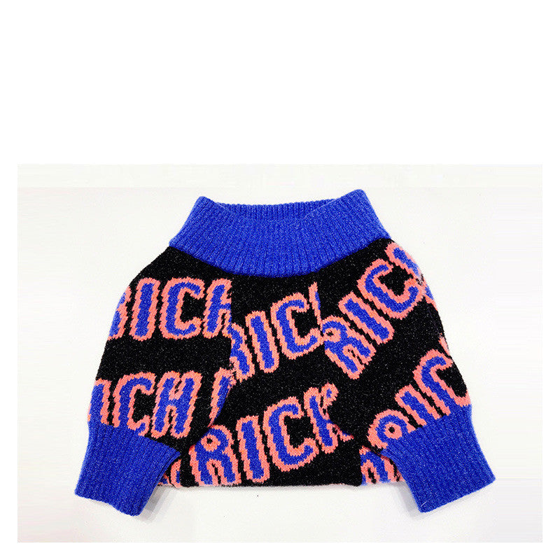 KFX-1483325 Winter Warm Sweater for Dogs - Suitable for Pug, Teddy, Bichon, Schnauzer, Shiba Inu and More - Blue and Red