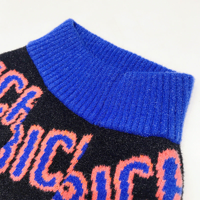 KFX-1483325 Winter Warm Sweater for Dogs - Suitable for Pug, Teddy, Bichon, Schnauzer, Shiba Inu and More - Blue and Red