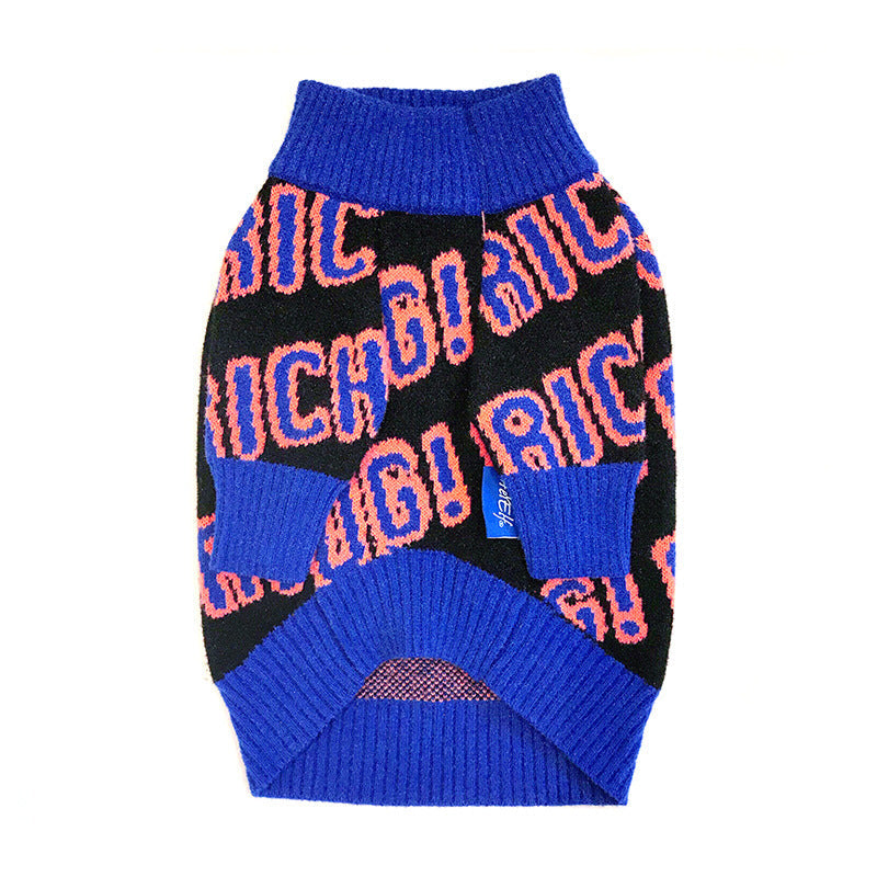 KFX-1483325 Winter Warm Sweater for Dogs - Suitable for Pug, Teddy, Bichon, Schnauzer, Shiba Inu and More - Blue and Red