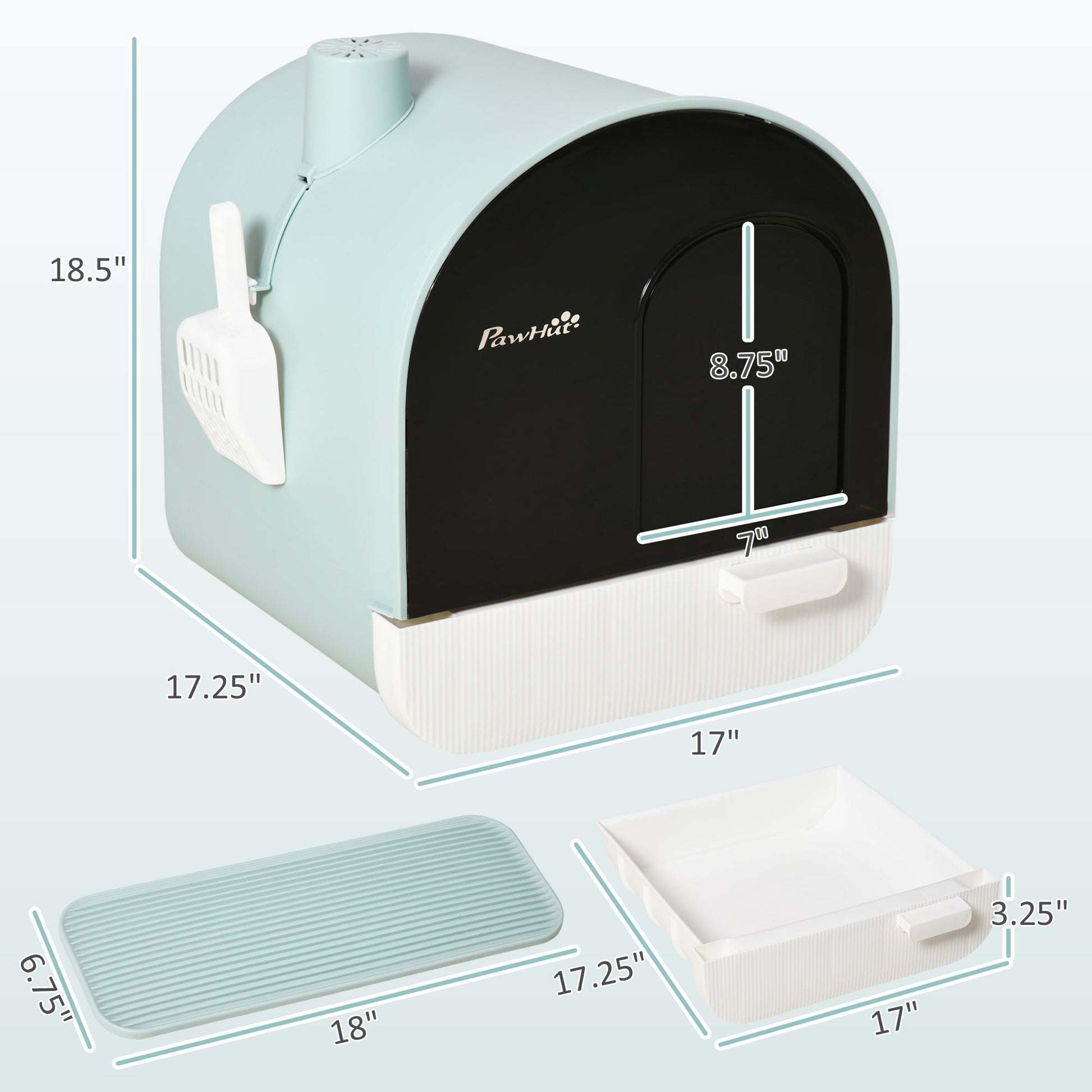 KFX-1508029 Enclosed Cat Litter Box with Lid, Drawer Design, Anti-Leakage, Easy Clean, Odor Control, Green