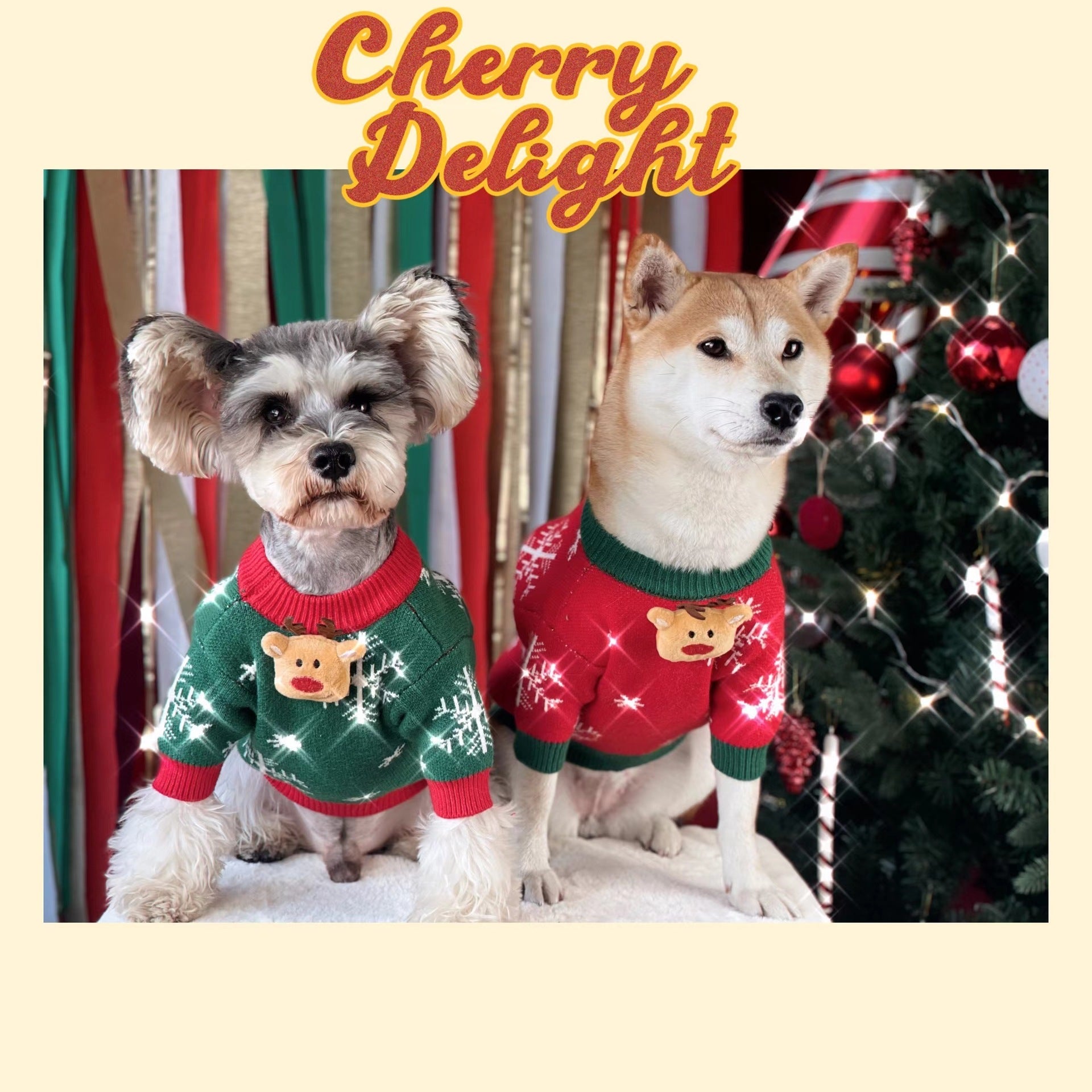 KFX-1516093 Christmas Padded Dog Sweater in Green and Red - Cozy Wool Design for Dogs