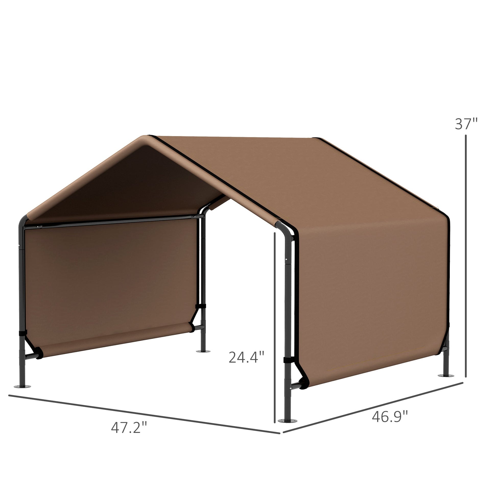 KFX-1573565 Portable Water-Resistant Dog Tent for Outdoor Shade Protection - Brown & Black