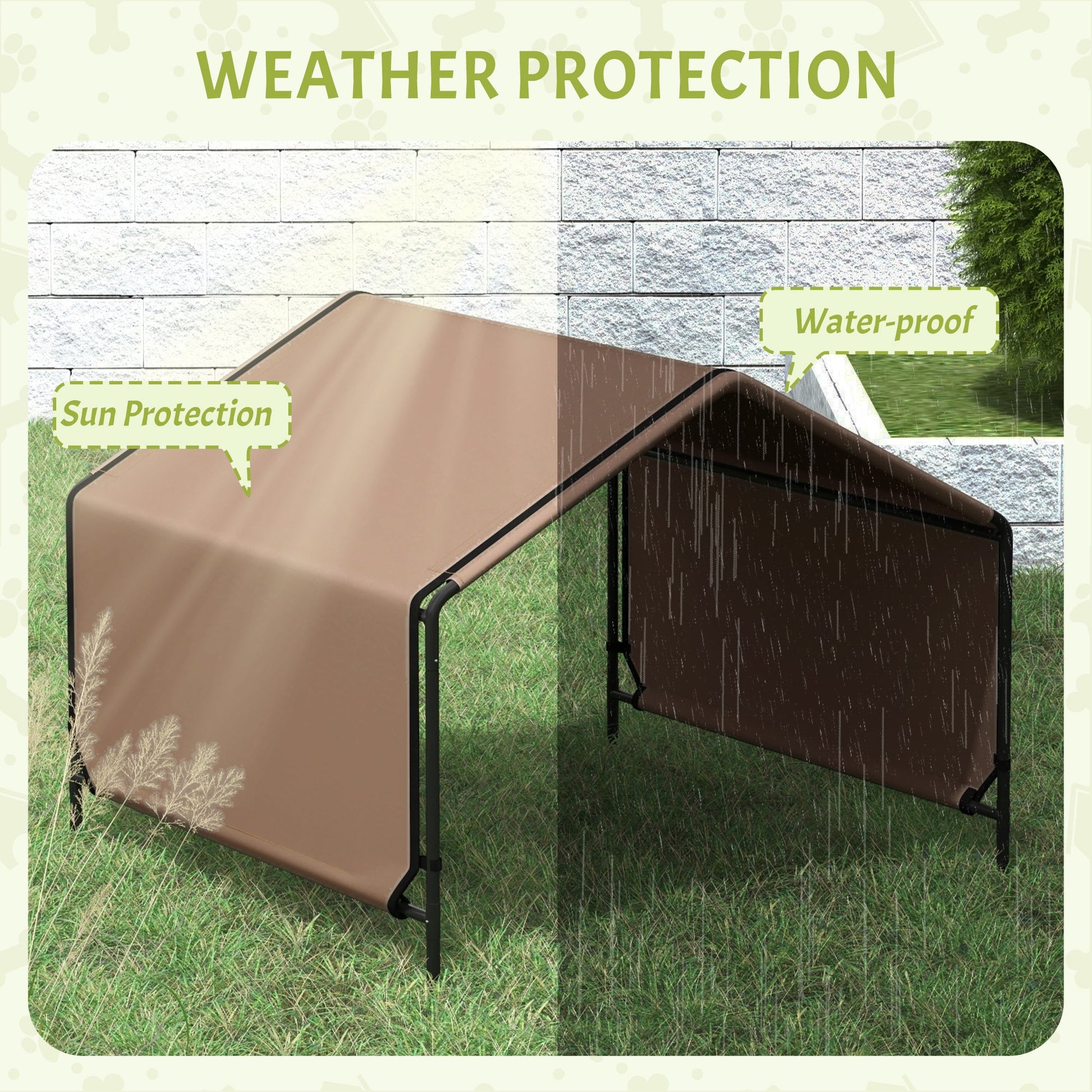 KFX-1573565 Portable Water-Resistant Dog Tent for Outdoor Shade Protection - Brown & Black