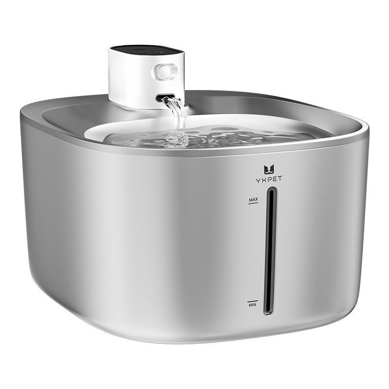 KFX-1579709 Stainless Steel Automatic Pet Water Dispenser with Rechargeable Battery and 4-Liter Capacity