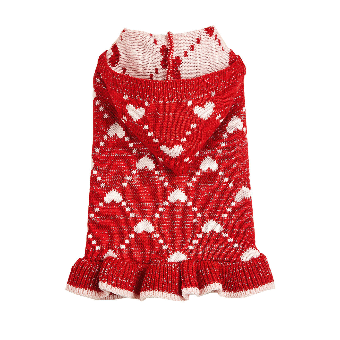 KFX-1647165 Cute Winter Knit Small Dog Sweater Hoodie with Heart Design