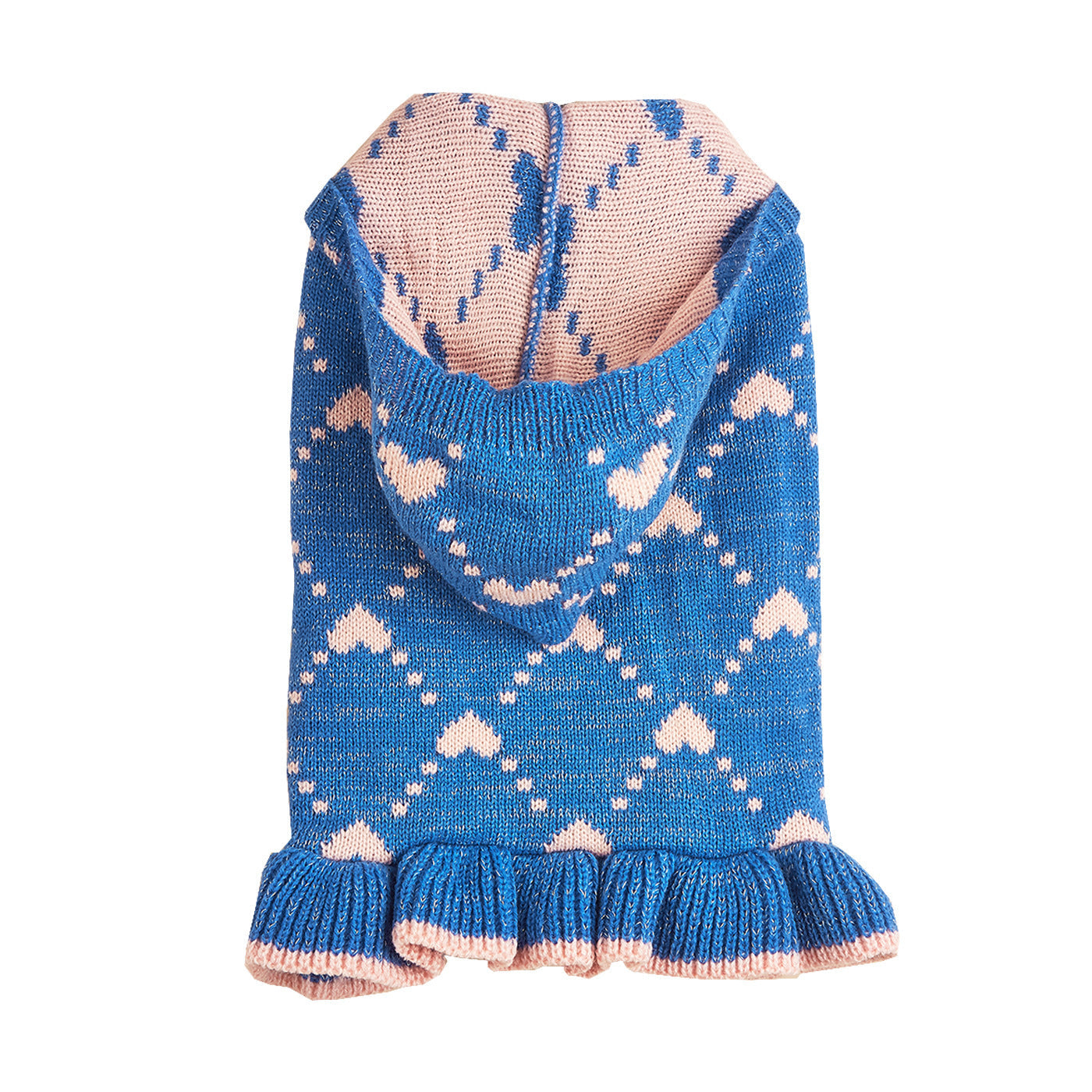 KFX-1647165 Cute Winter Knit Small Dog Sweater Hoodie with Heart Design