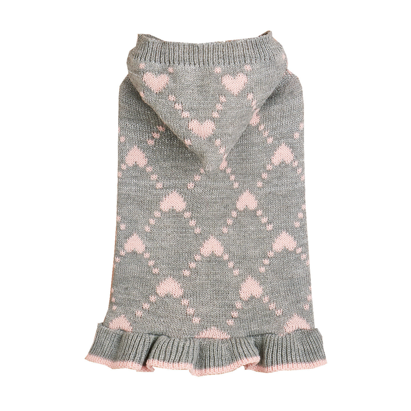 KFX-1647165 Cute Winter Knit Small Dog Sweater Hoodie with Heart Design