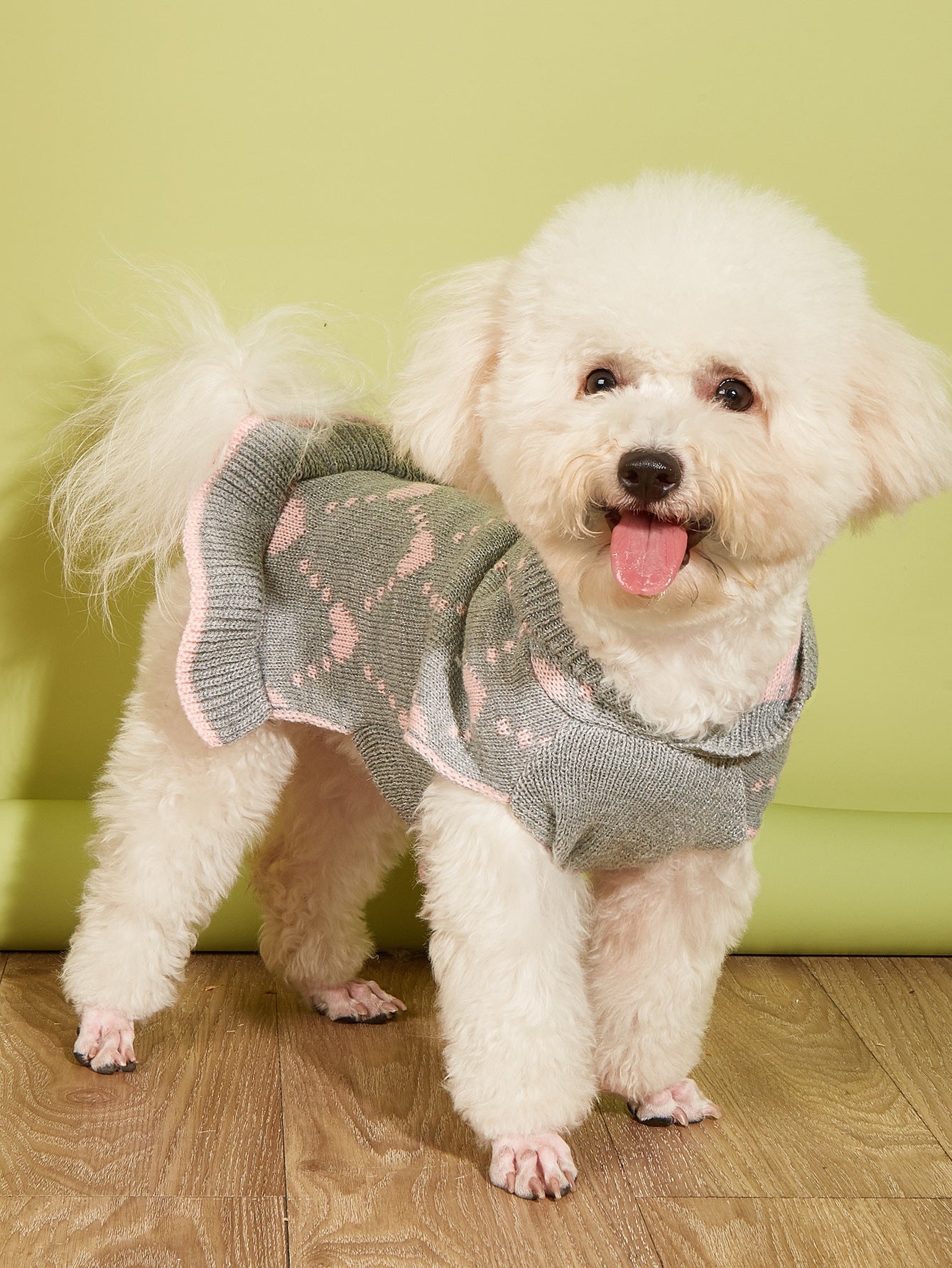 KFX-1647165 Cute Winter Knit Small Dog Sweater Hoodie with Heart Design