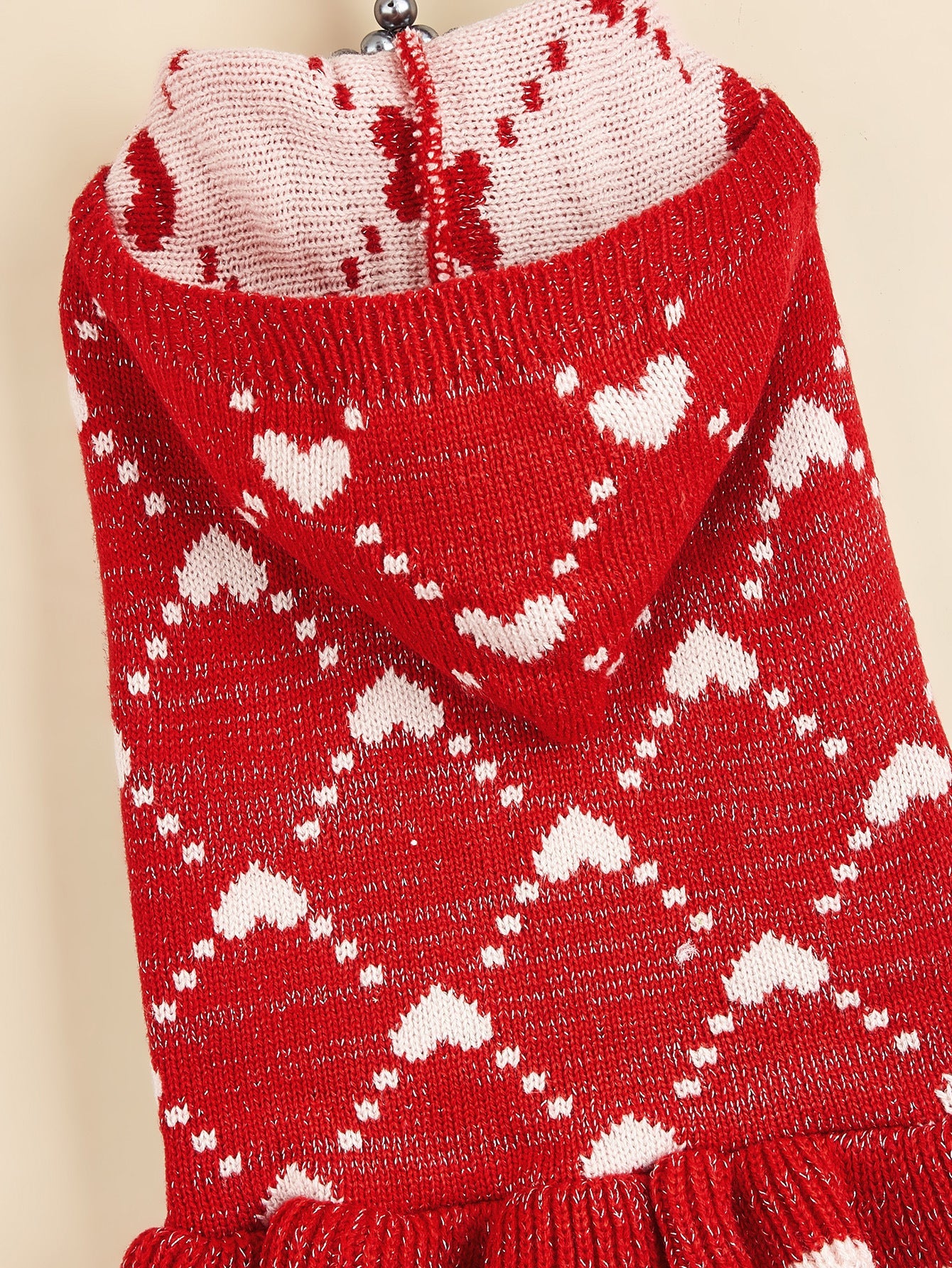 KFX-1647165 Cute Winter Knit Small Dog Sweater Hoodie with Heart Design