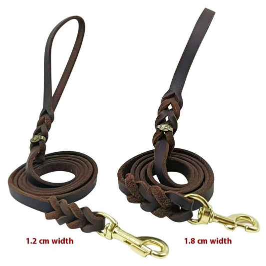 KFX-1657533 Handmade Leather Dog Leash for German Shepherds - Medium & Large Size, Durable Rope Design
