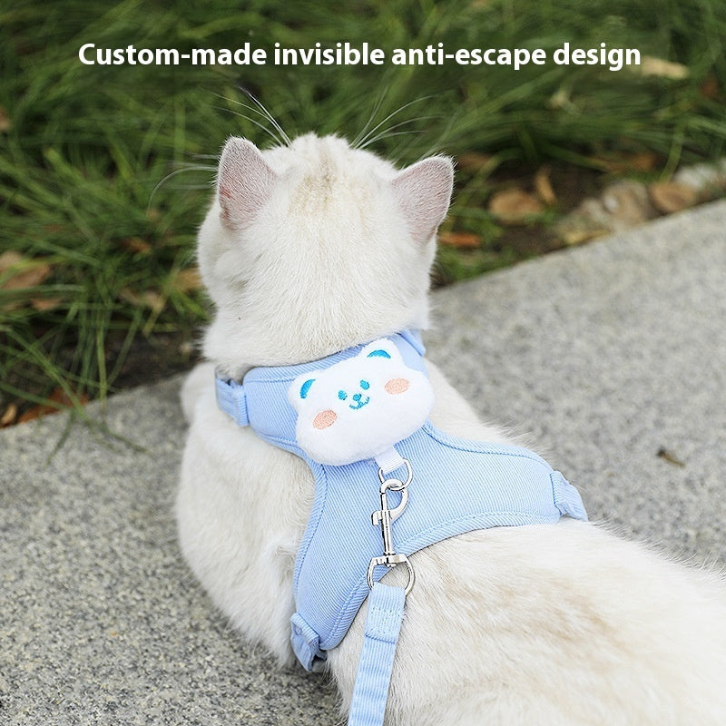 KFX-1788605 Adjustable Cat Walking Rope with Cute Chest Strap for Small Pets - Multiple Colors Available