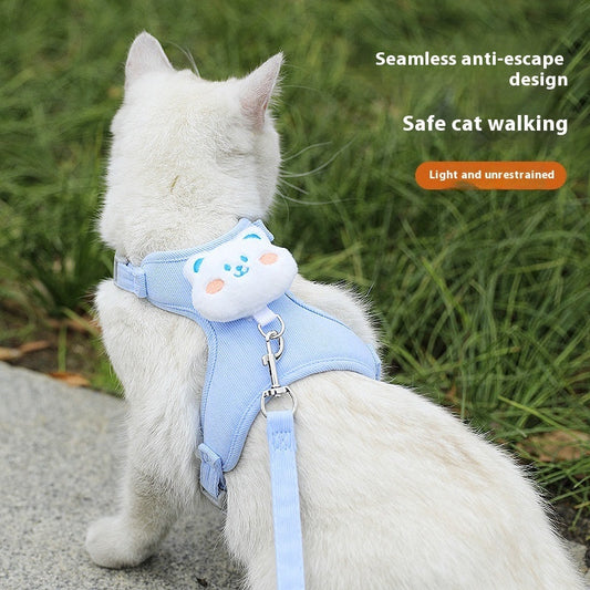 KFX-1788605 Adjustable Cat Walking Rope with Cute Chest Strap for Small Pets - Multiple Colors Available