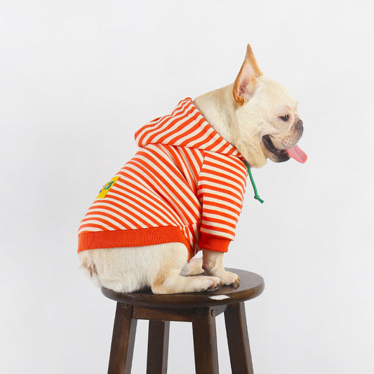 KFX-1895101 Orange Hooded Sweater for Dogs - Cotton Pet Clothing in Sizes M to 4XL