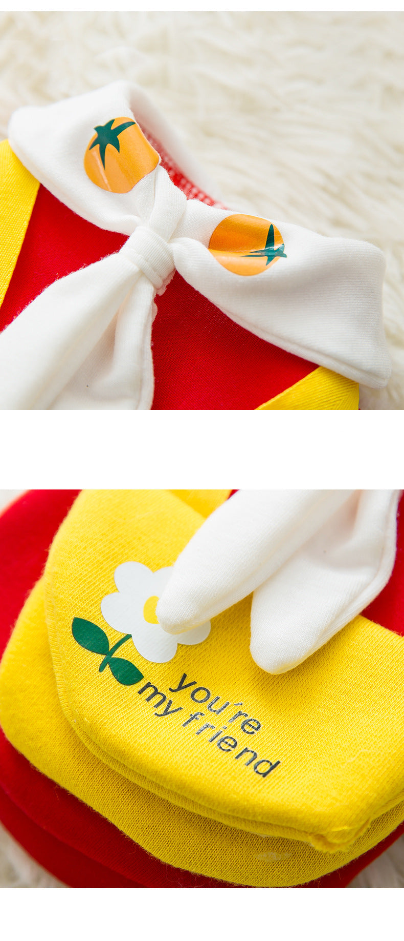 KFX-1927869 Cute Cartoon Biped Coat for Small Dogs - Milk Silk Sweater with Tie Flower and Carrot Design