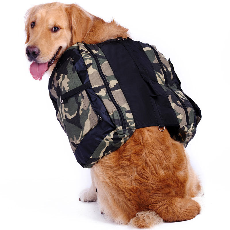 KFX-1984829 Camouflage Green Soft Canvas Dog Backpack for Outdoor Adventures