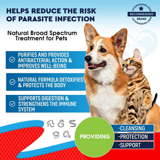 KFX-2094269 Natural Worm Prevention Drops for Dogs and Cats - Safe Liquid Herbal Treatment for Tapeworm, Roundworm, and Hookworm