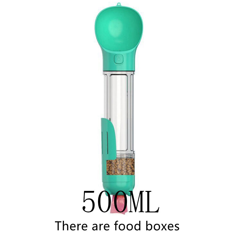 KFX-2103997 Multi-Functional Pet Water Bottle with Waste Bag and Shovel, 300ml - Available in Yellow, Pink, Blue, Green