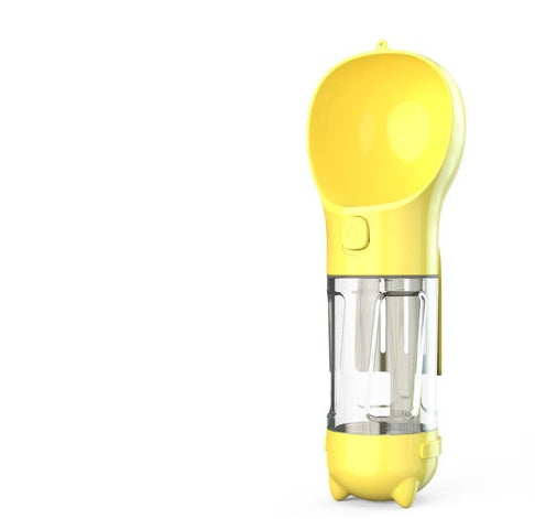 KFX-2103997 Multi-Functional Pet Water Bottle with Waste Bag and Shovel, 300ml - Available in Yellow, Pink, Blue, Green