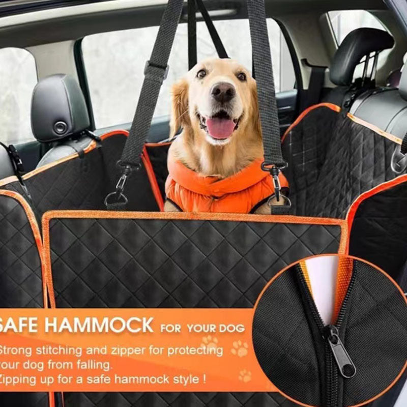 KFX-2118461 Waterproof Oxford Cloth Car Pet Mat for Rear Seats with Double Pockets - 147 x 137 cm