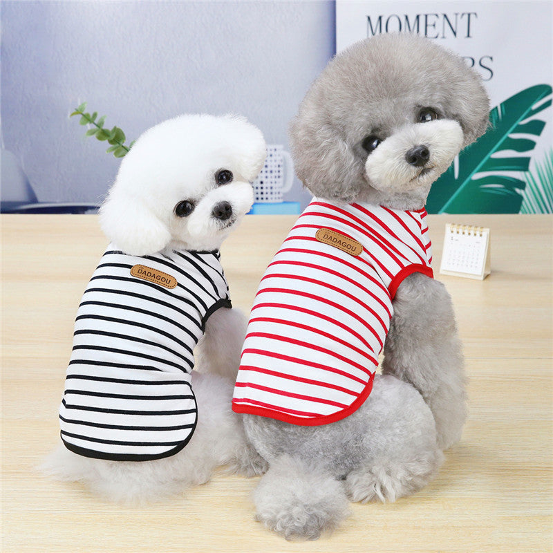 KFX-2138685 Casual Striped Vest for Pets - Lightweight Cotton with Multiple Color Options