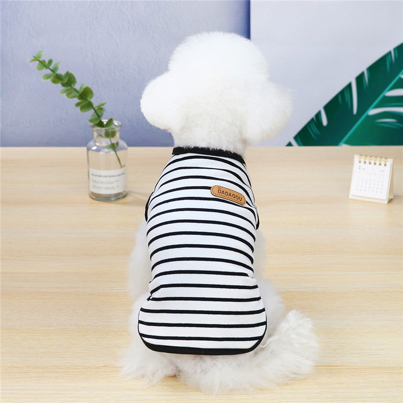 KFX-2138685 Casual Striped Vest for Pets - Lightweight Cotton with Multiple Color Options