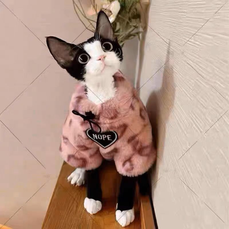 KFX-2216381 Thermal Fleece Sweater for Puppies in Pink Leopard Print