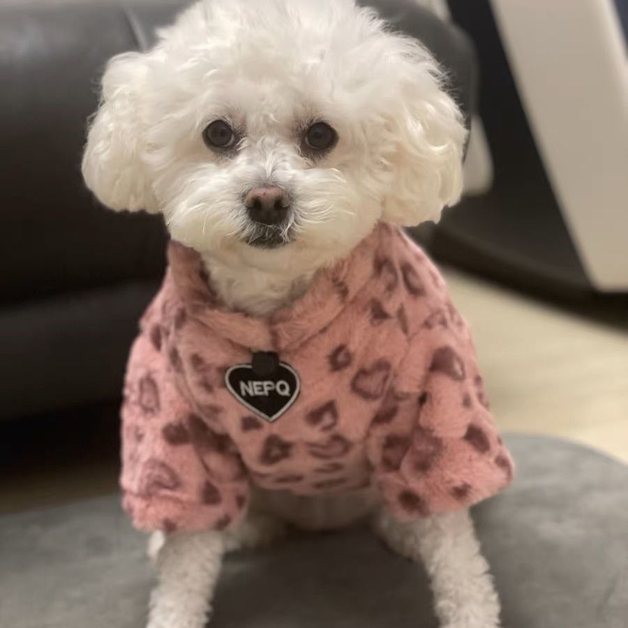 KFX-2216381 Thermal Fleece Sweater for Puppies in Pink Leopard Print