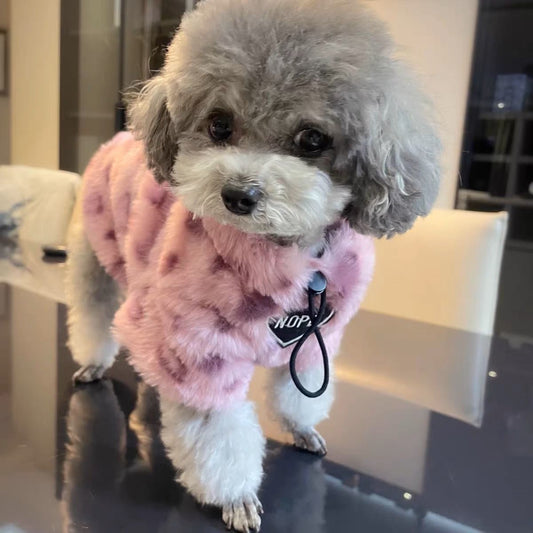 KFX-2216381 Thermal Fleece Sweater for Puppies in Pink Leopard Print