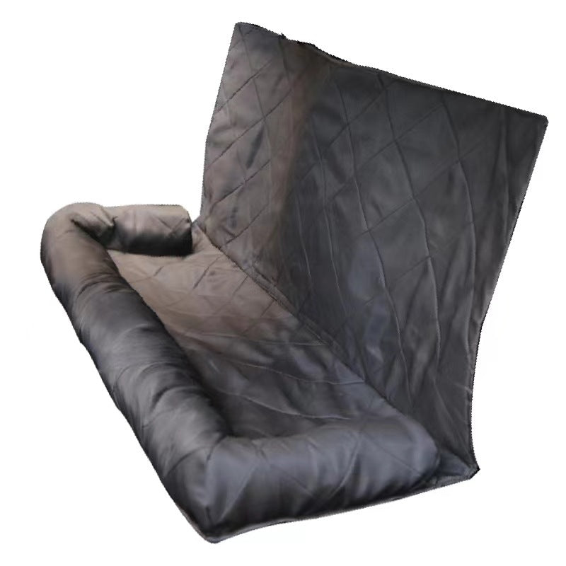 KFX-2282301 Rear Car Dog Bed Mat in Black and Khaki Cotton for Pet Comfort