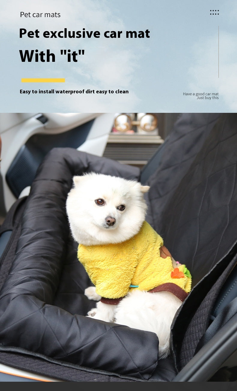 KFX-2282301 Rear Car Dog Bed Mat in Black and Khaki Cotton for Pet Comfort