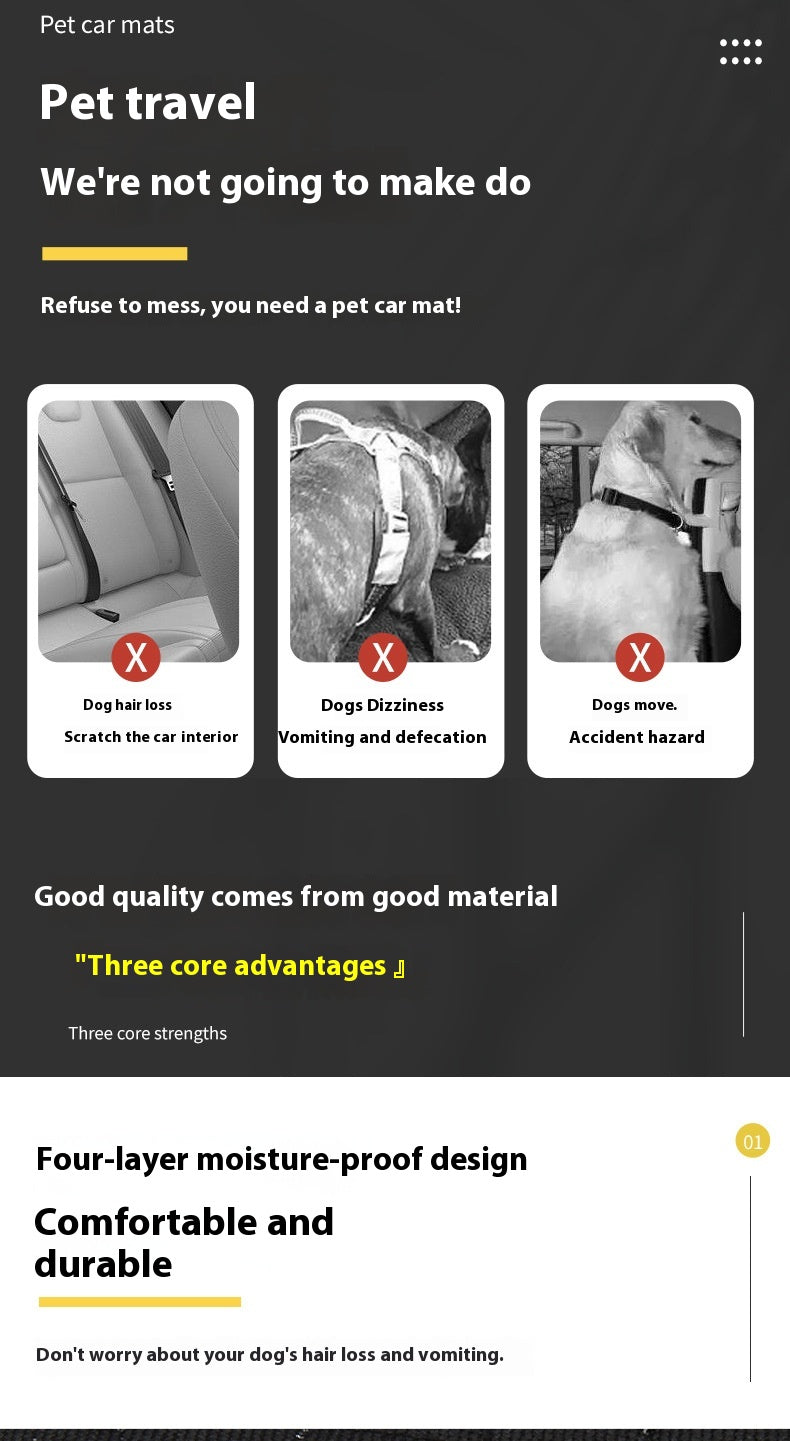 KFX-2282301 Rear Car Dog Bed Mat in Black and Khaki Cotton for Pet Comfort